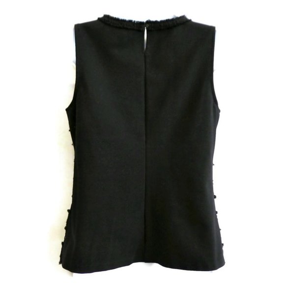 J Crew Top Fringy Lace Tweed Nude Lining Black S - Picture 3 of 11